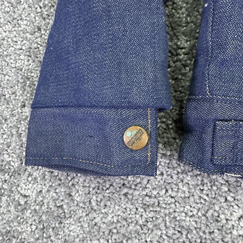 Vintage Wrangler Jacket Kids 10 Blue Denim Sherpa Lined Corduroy Collar Trucker